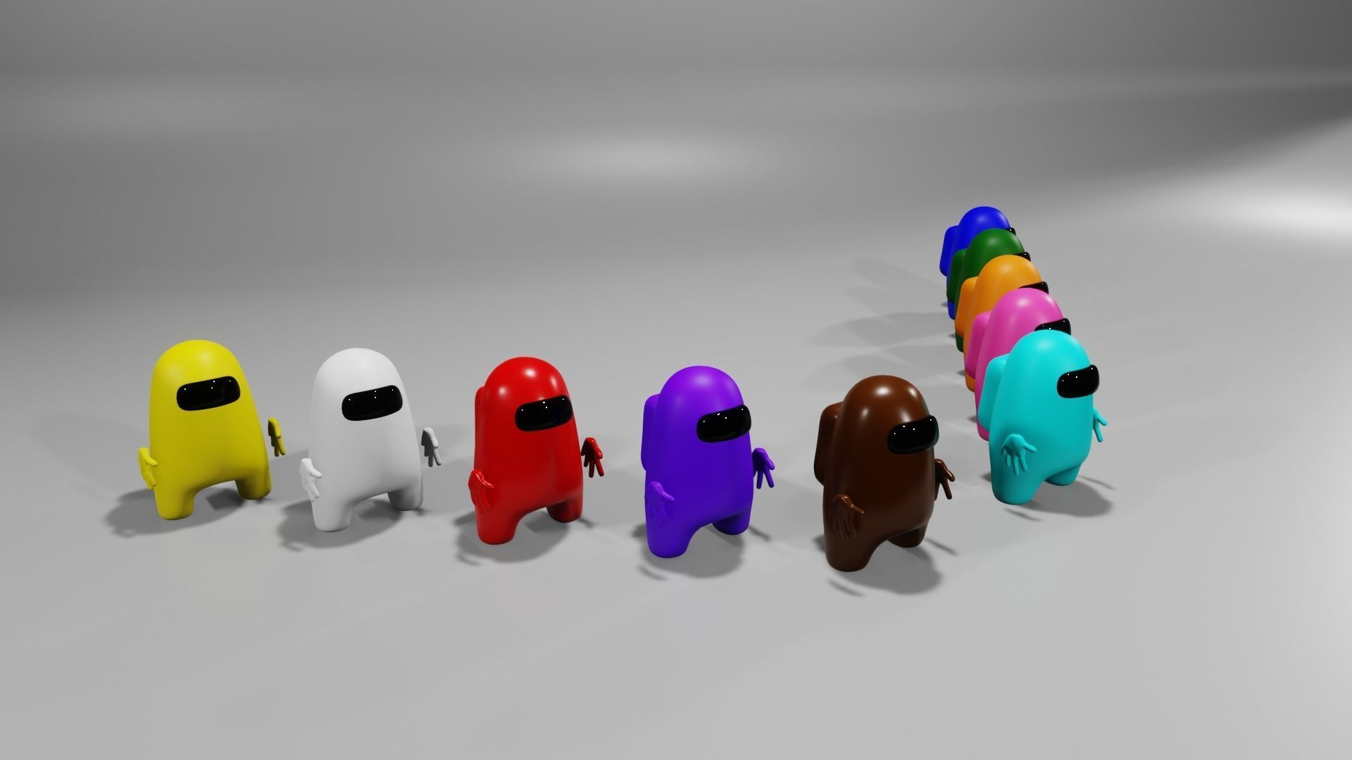 Among Us Character Pack With Hand 3D model_1