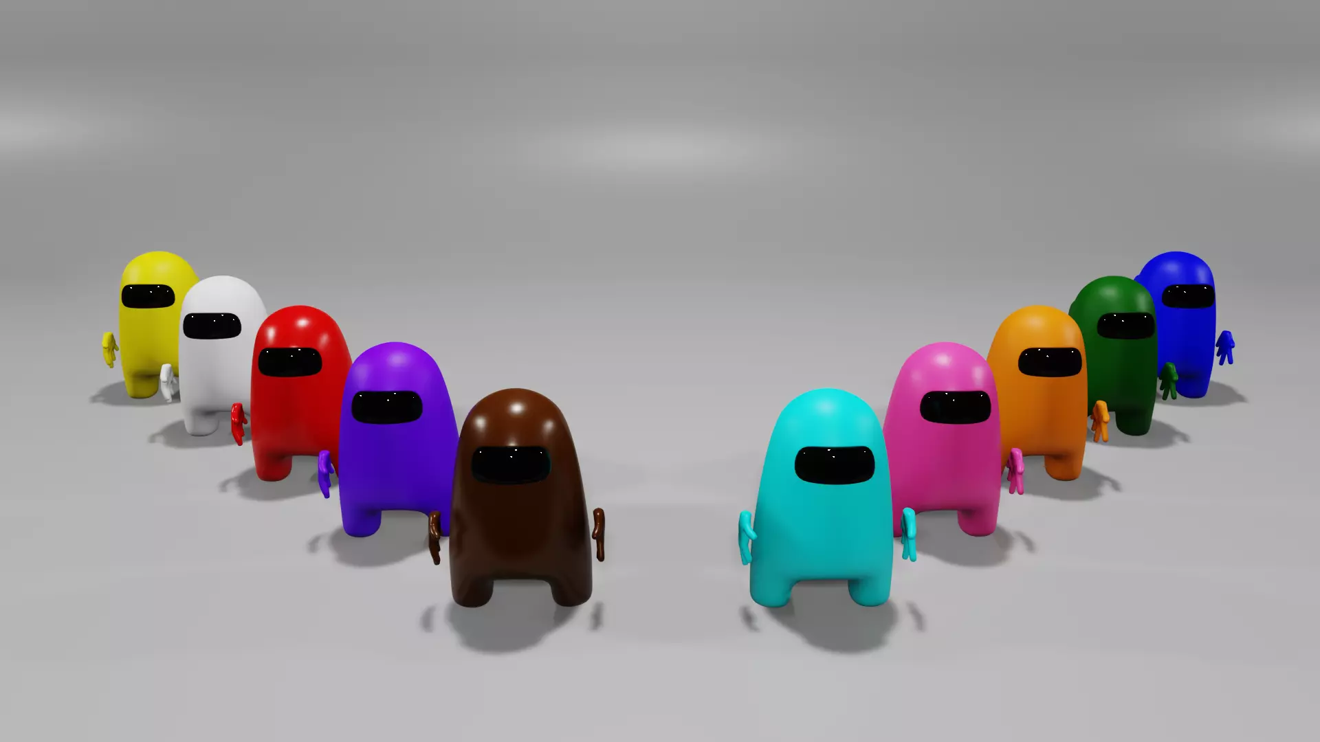 Among Us Character Pack With Hand 3D model_0