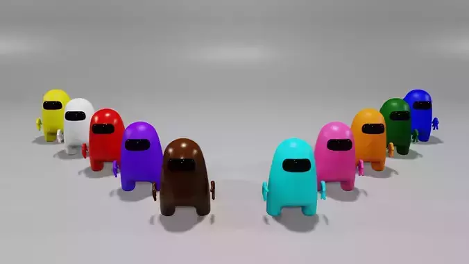 Among Us Character Pack With Hand 3D model