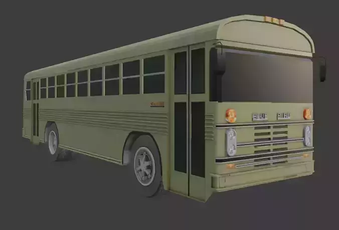 Bluebird bus Low-poly 3D model