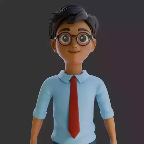 School Boy Low-poly 3D model