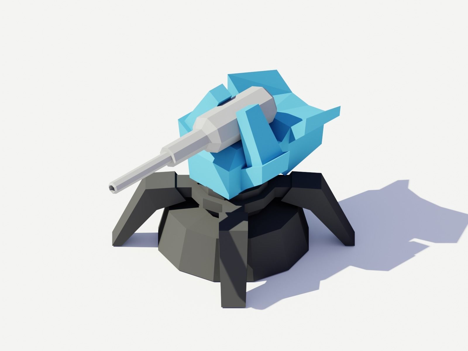 Low Poly Turret Weapons Low-poly 3D model_5