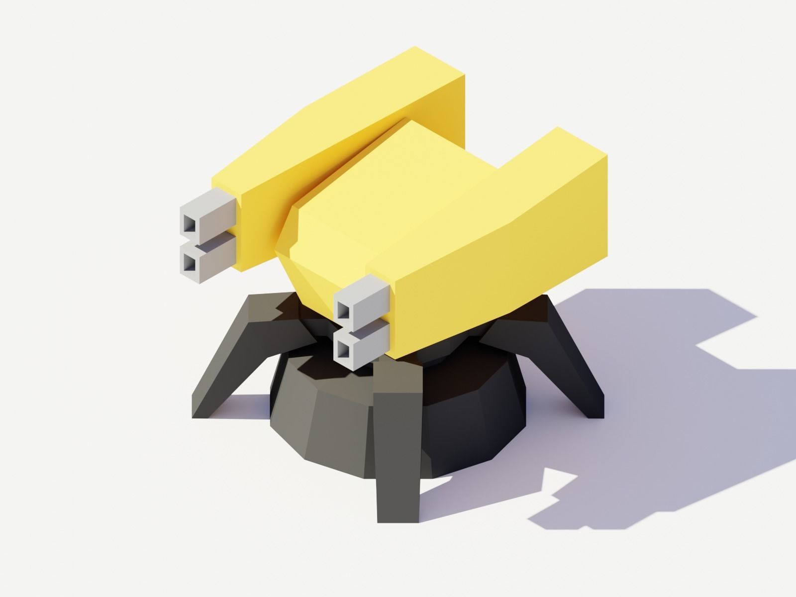 Low Poly Turret Weapons Low-poly 3D model_1