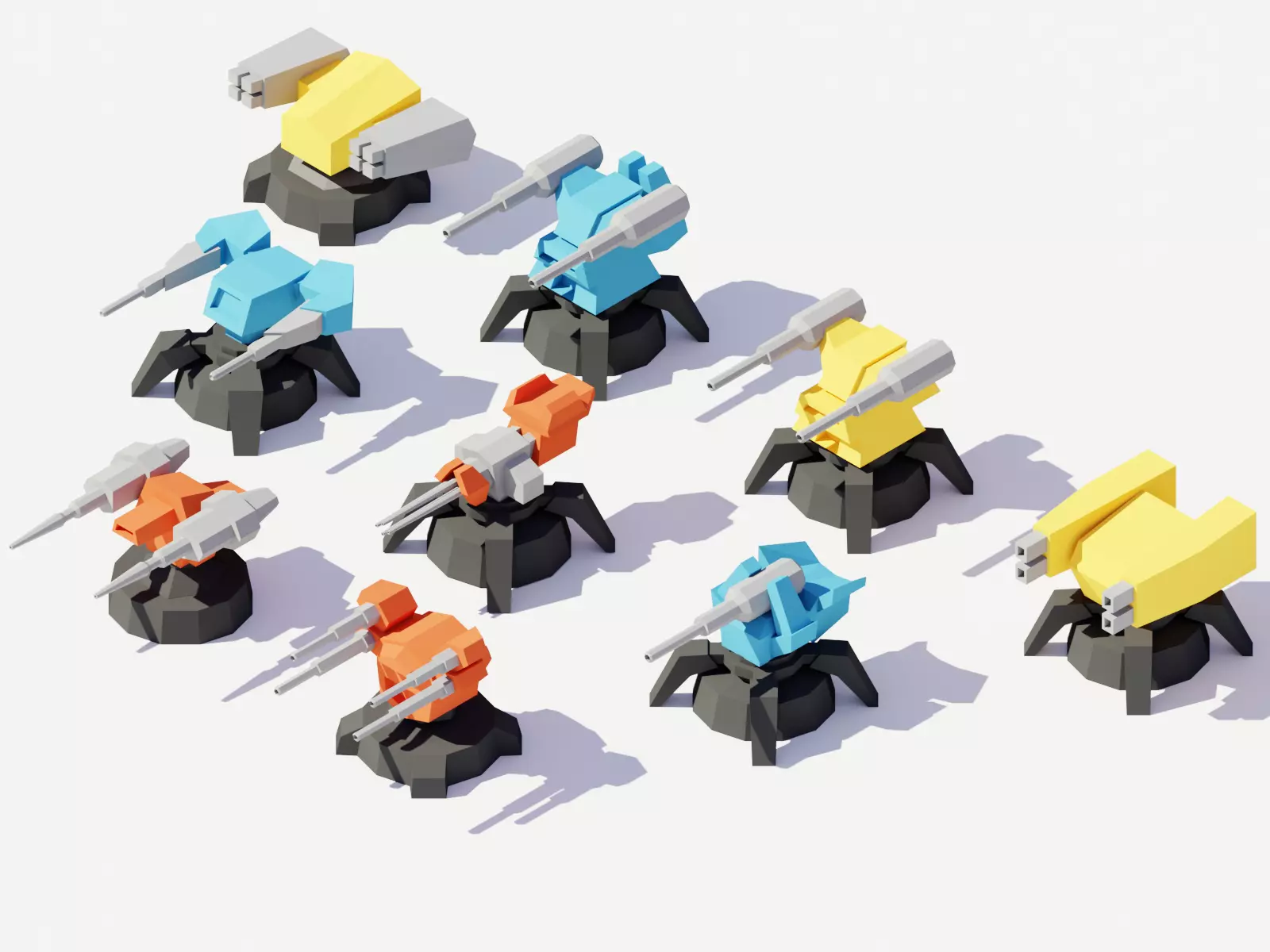 Low Poly Turret Weapons Low-poly 3D model_0