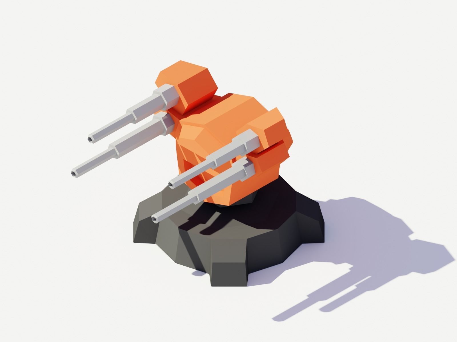 Low Poly Turret Weapons Low-poly 3D model_8