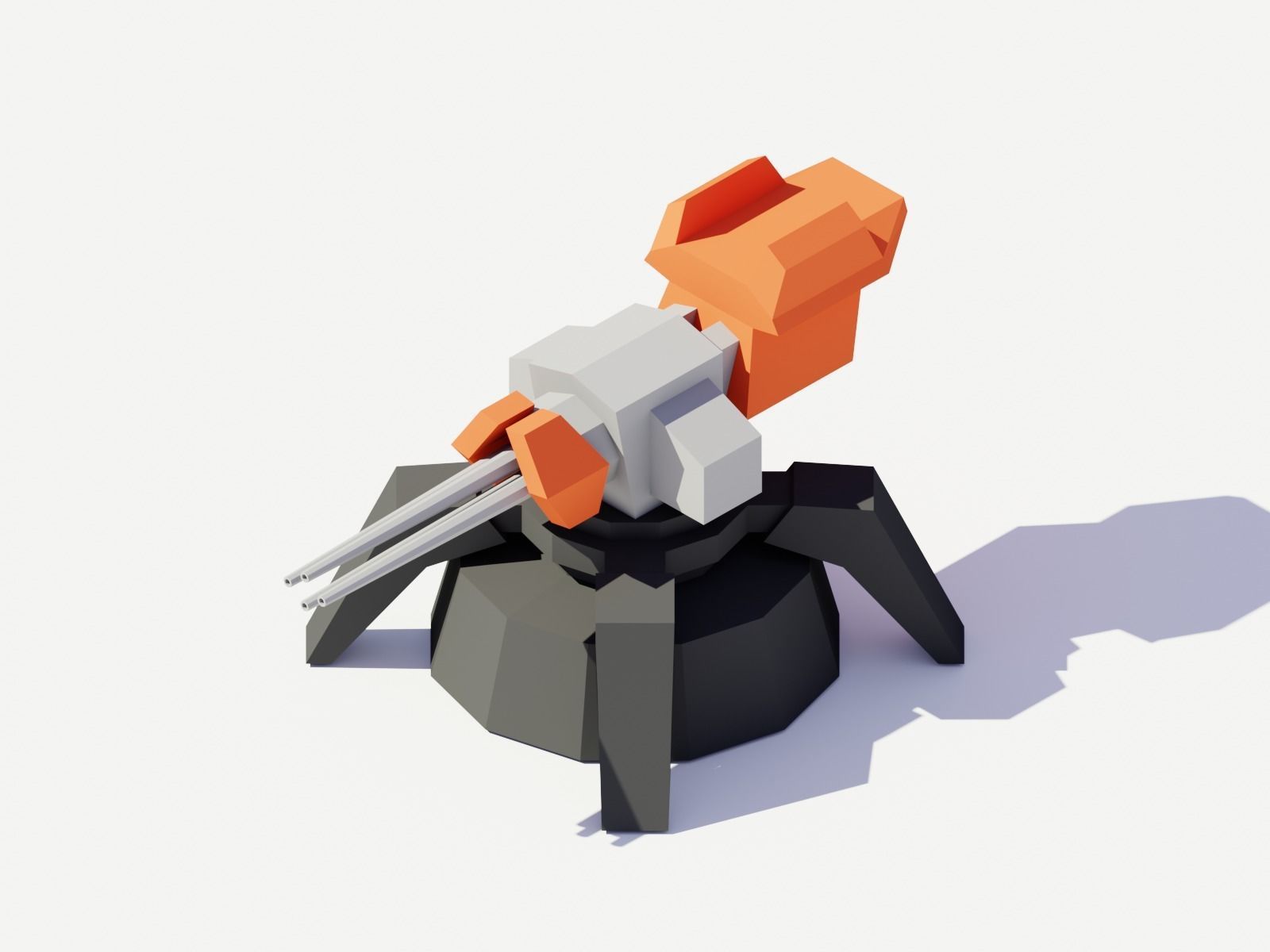 Low Poly Turret Weapons Low-poly 3D model_6