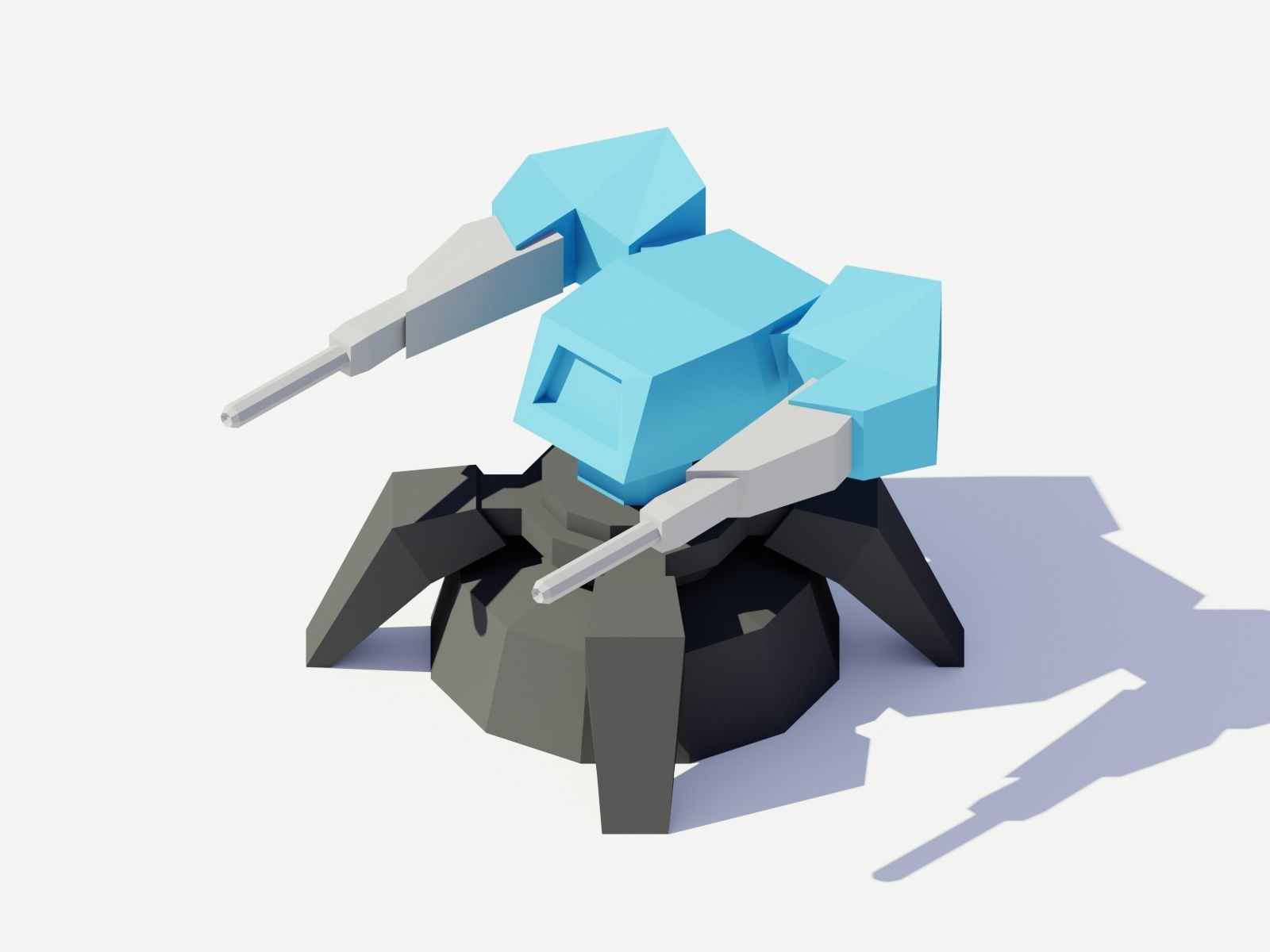 Low Poly Turret Weapons Low-poly 3D model_7