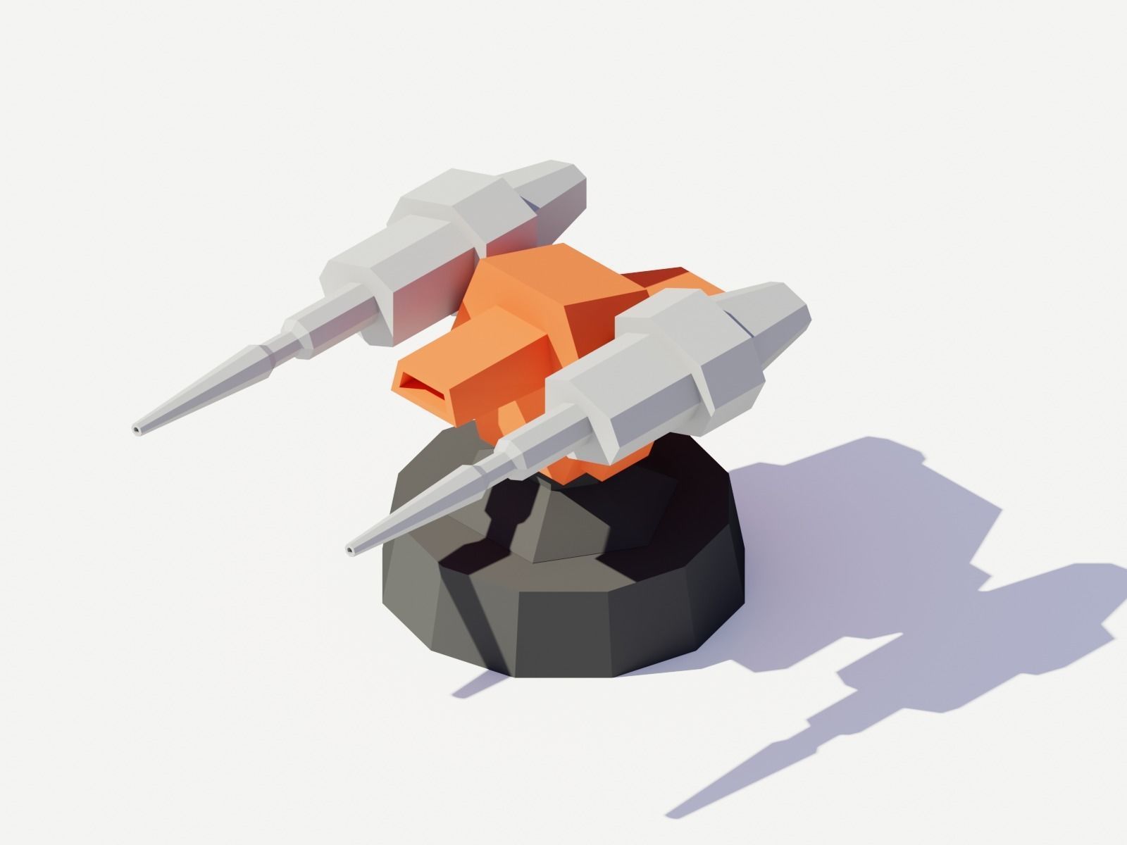 Low Poly Turret Weapons Low-poly 3D model_9
