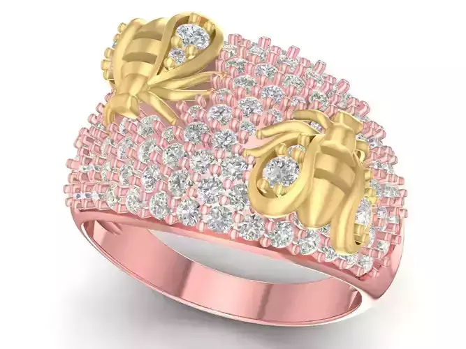 Luxury Pave Butterfly Accent Ring for Women  2703