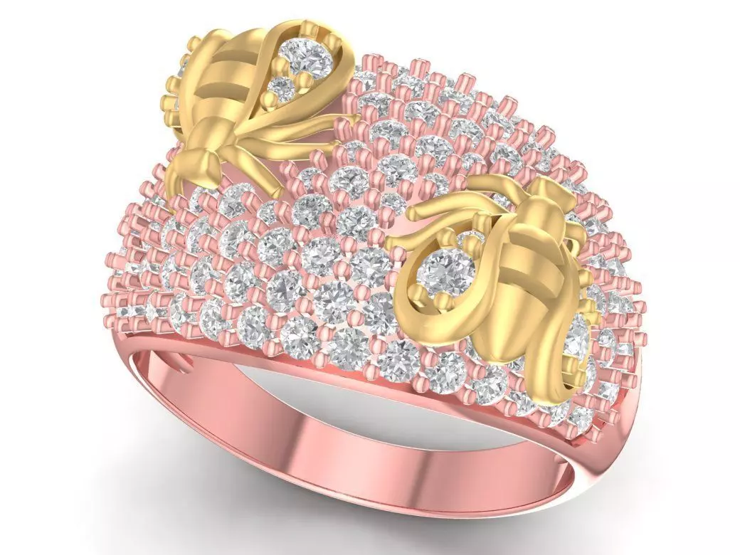 Luxury Pave Butterfly Accent Ring for Women 2703 3D print model