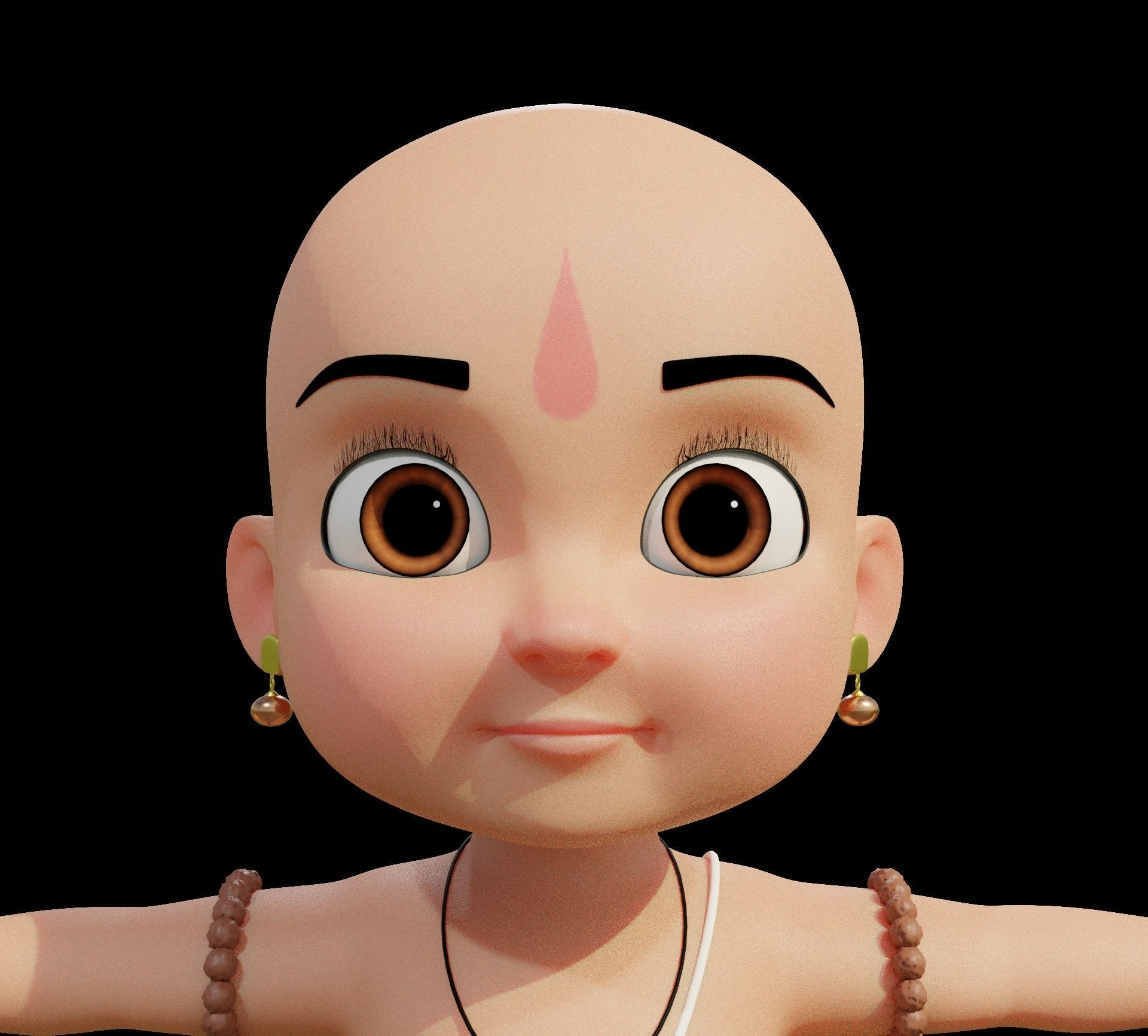 Cartoon Indian Pandit Low-poly 3D model_14