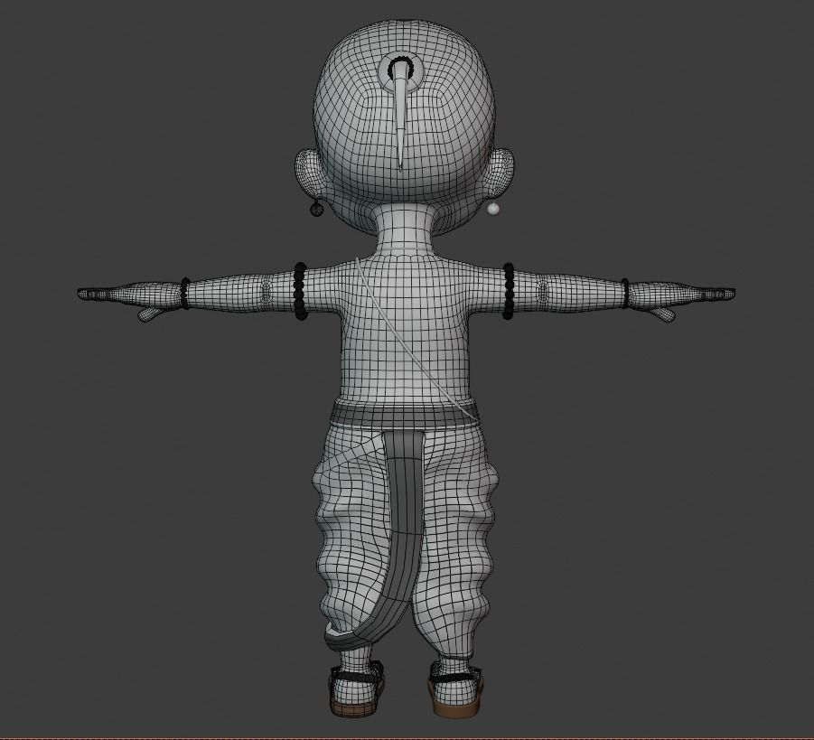 Cartoon Indian Pandit Low-poly 3D model_12