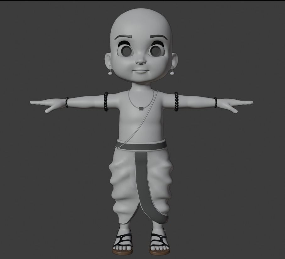 Cartoon Indian Pandit Low-poly 3D model_6