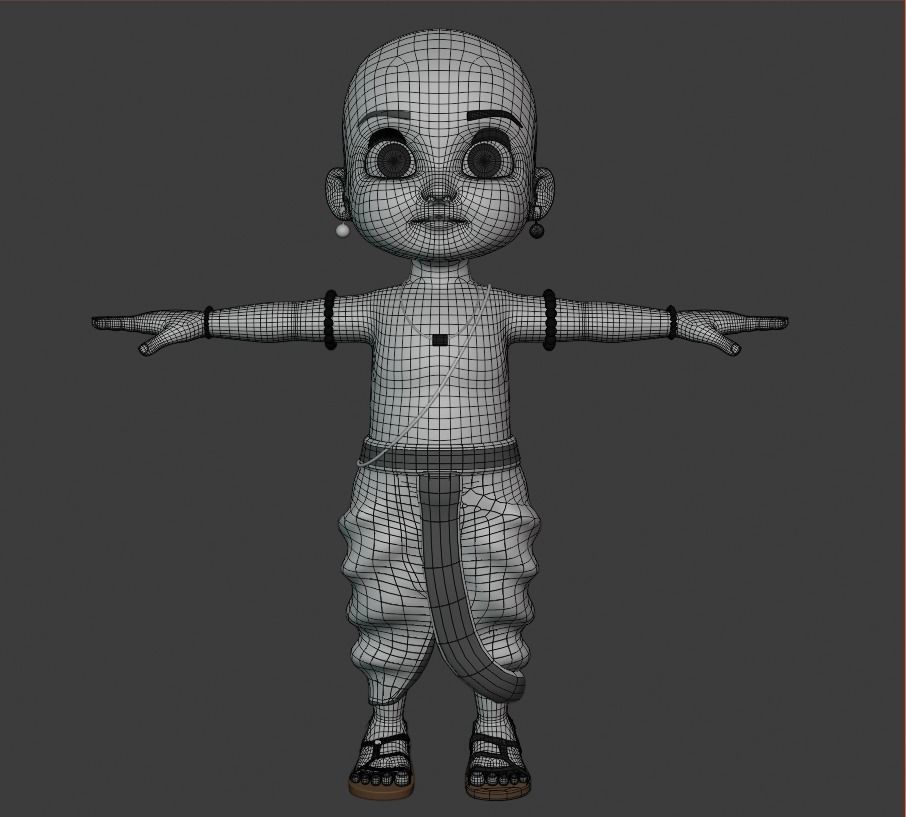 Cartoon Indian Pandit Low-poly 3D model_10