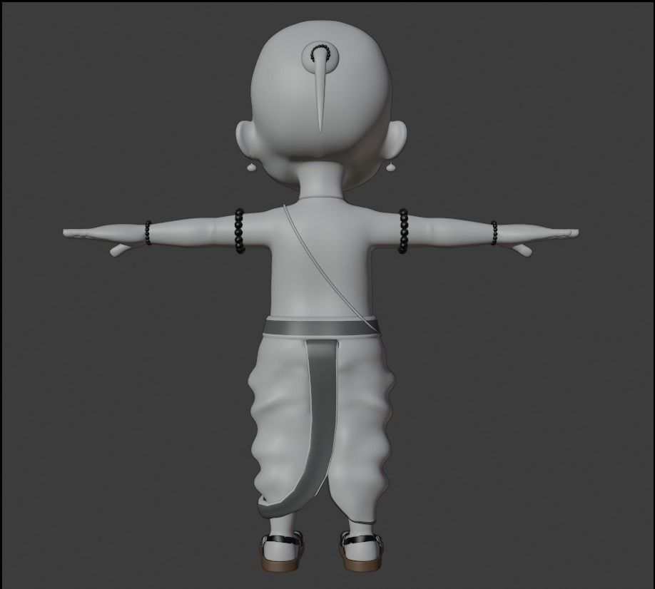 Cartoon Indian Pandit Low-poly 3D model_8
