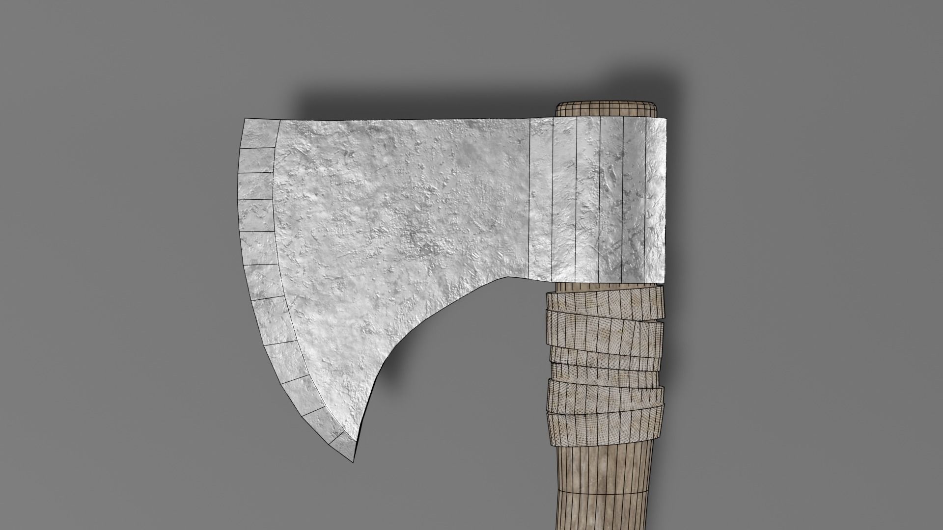 Medieval battle axe 3 Low-poly 3D model_8