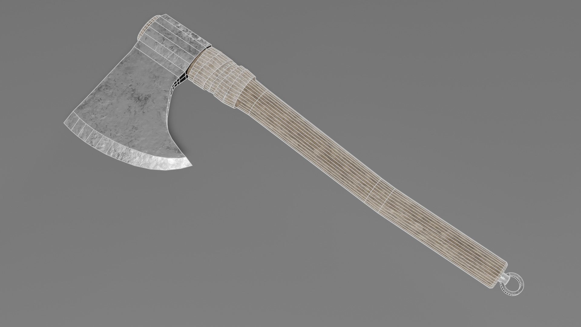 Medieval battle axe 3 Low-poly 3D model_7