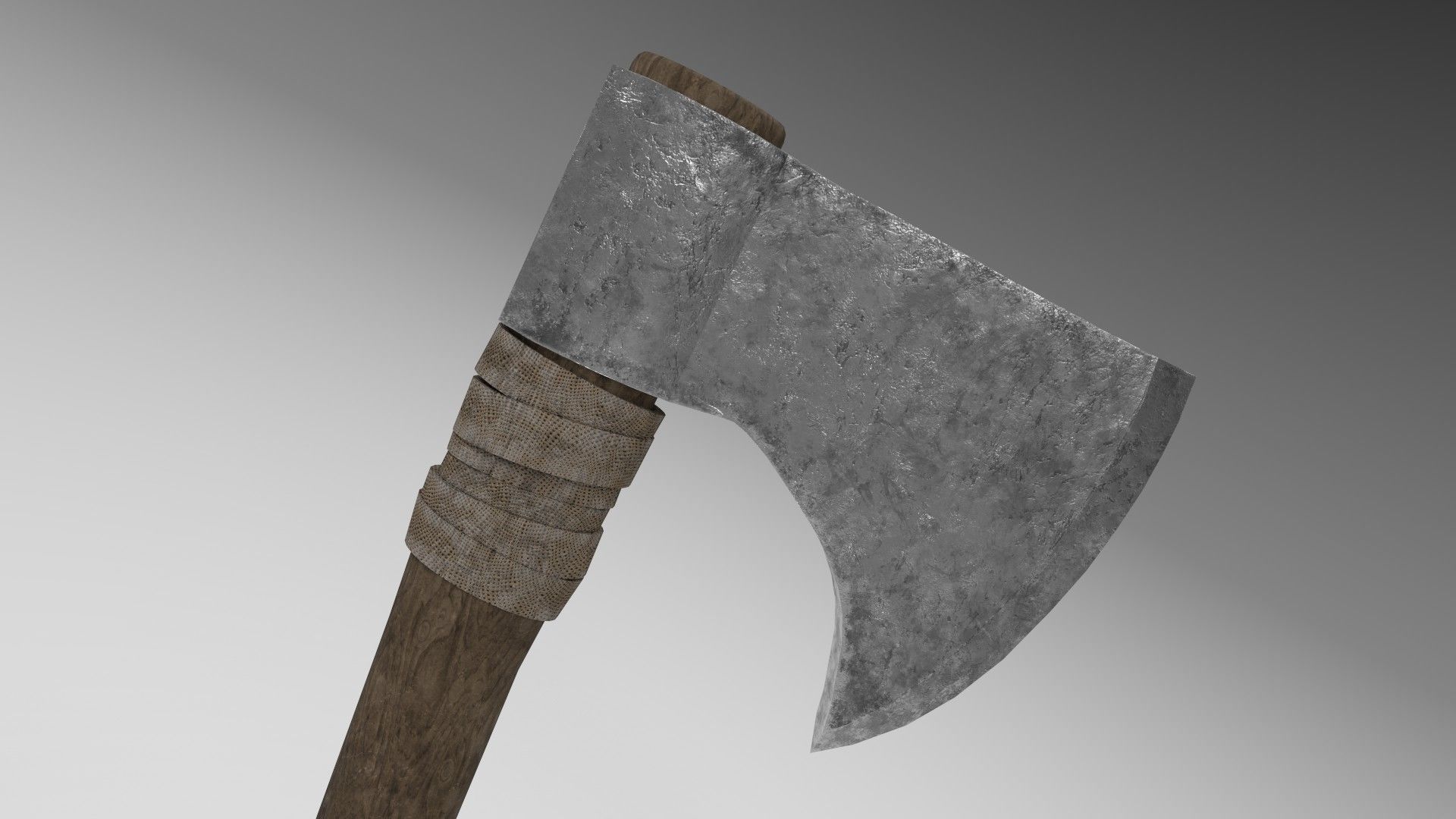 Medieval battle axe 3 Low-poly 3D model_3