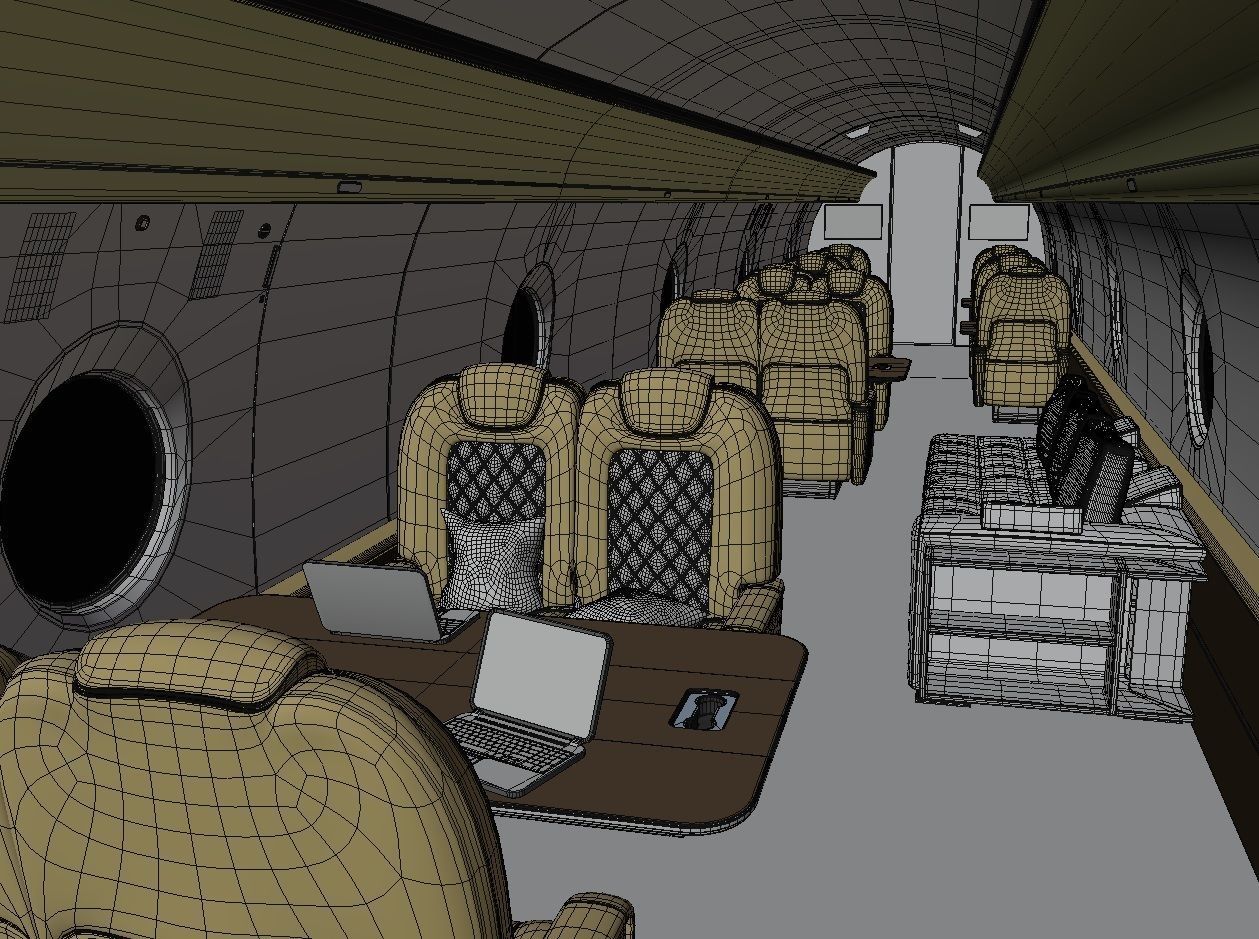 Jet Interior Low-poly 3D model_3