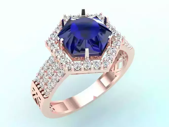 Gemstone Rings - Hexagonal stone ring - Womens Rings