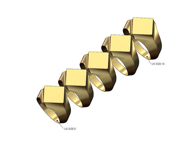 Simple knife edge square signet ring US sizes 6to10 3D print model