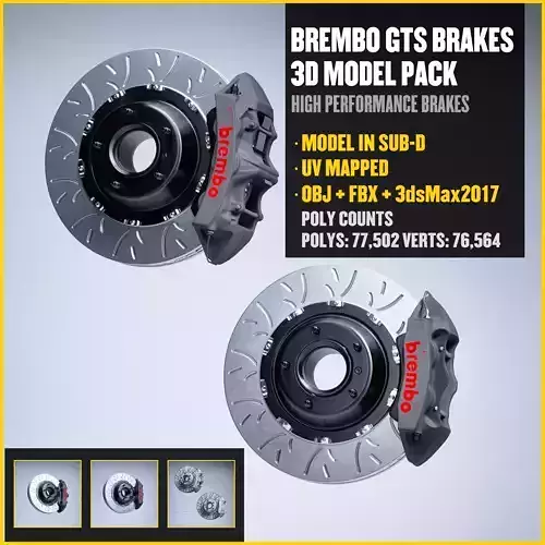 HIGH PERFORMANCE BIG BRAKE KIT  Low-poly 3D model