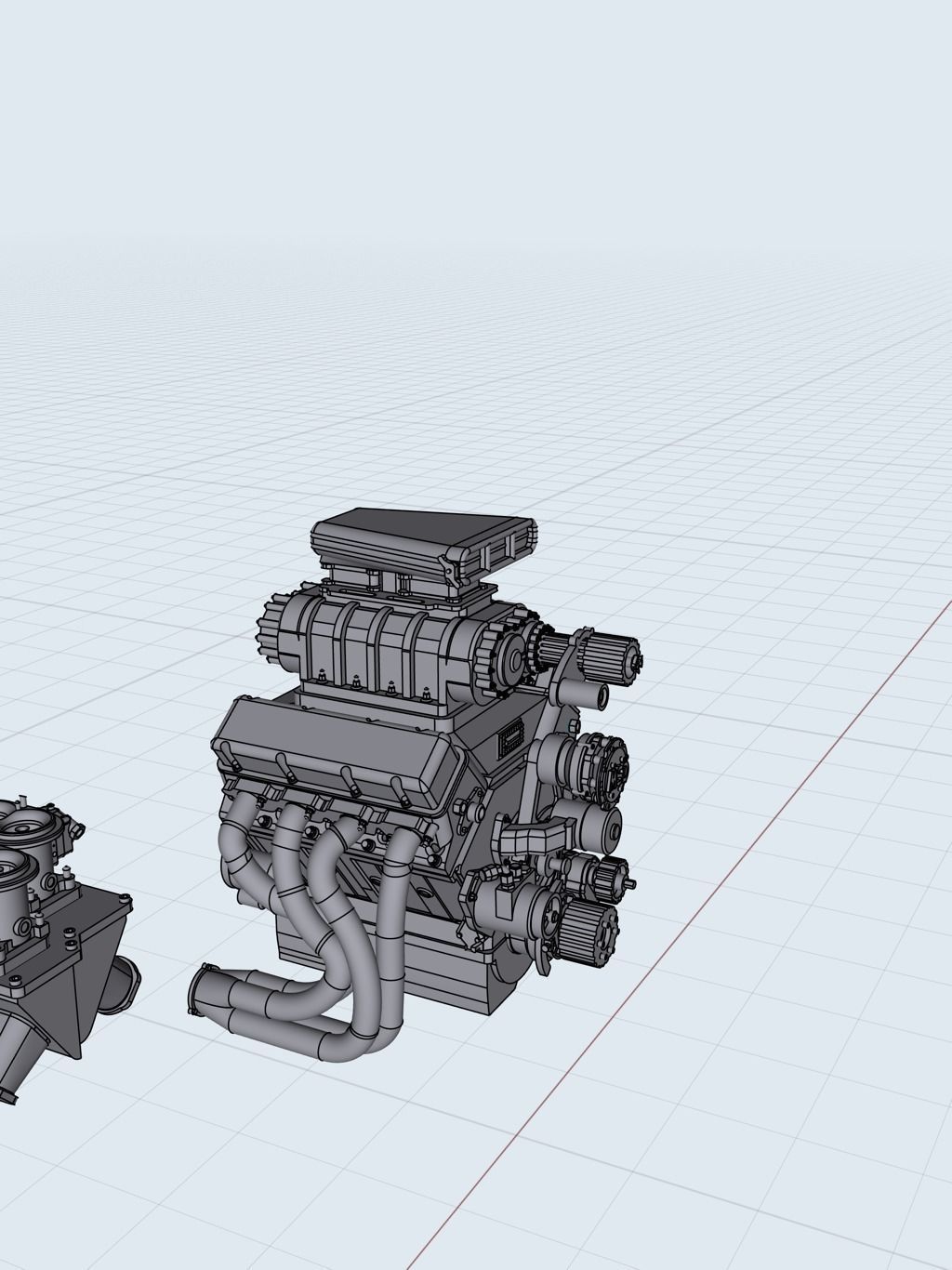 Roots GM 10 71 Blown BBC Outlaw Engine Supercharged Pro Mod 3D print model_2