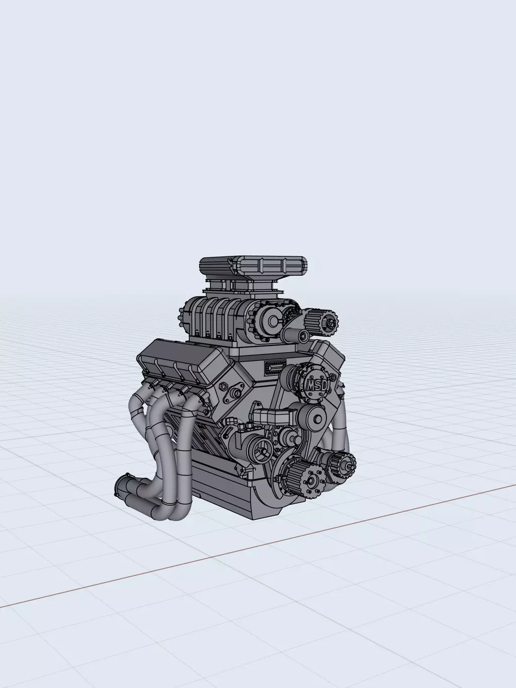 Roots GM 10 71 Blown BBC Outlaw Engine Supercharged Pro Mod 3D print model_0