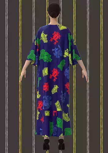 Ladies african kaftan  Low-poly 3D model