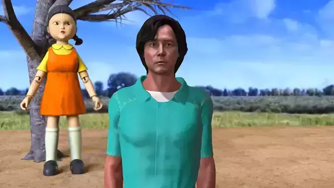 Squid Game Main Actor Lee Jung Full Rigged with Face Morph 3D model