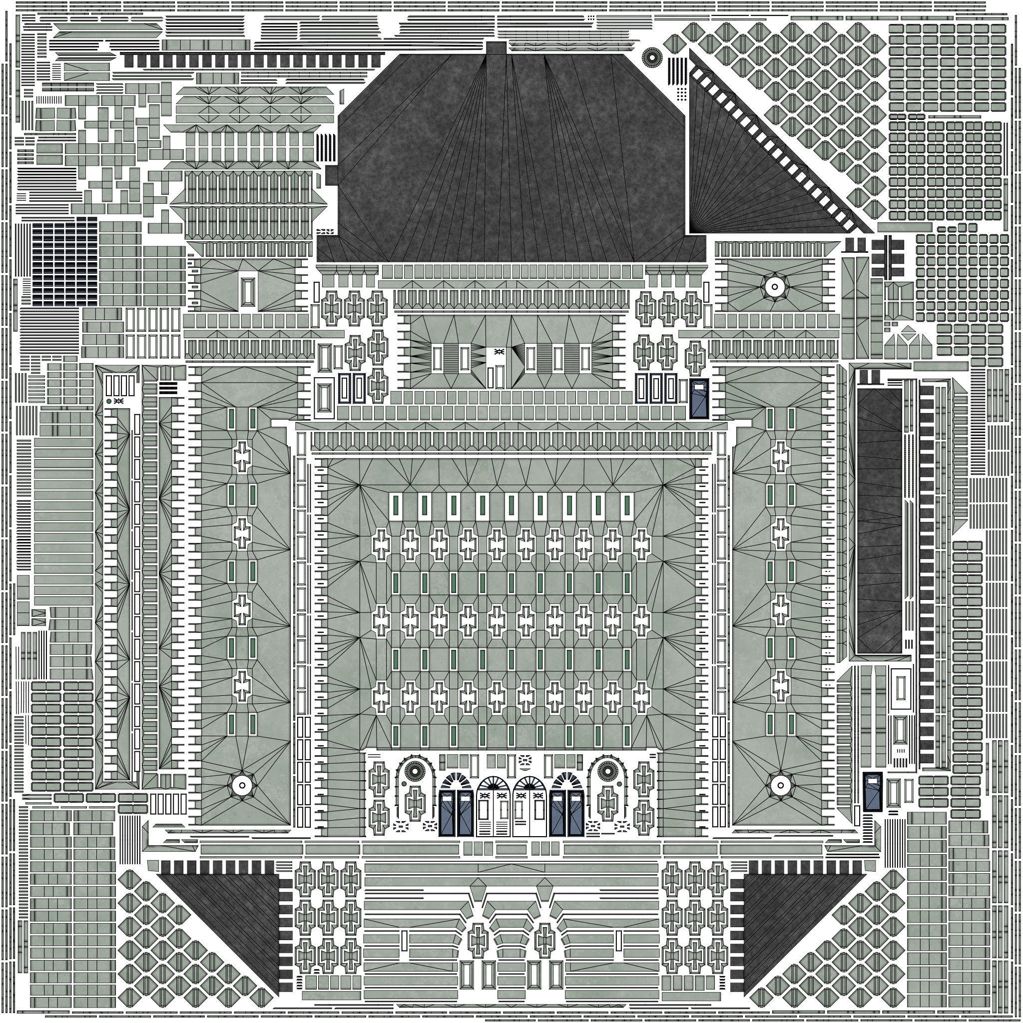 Reichsbahn Berlin Castle Concrete 1 Low-poly 3D model_13
