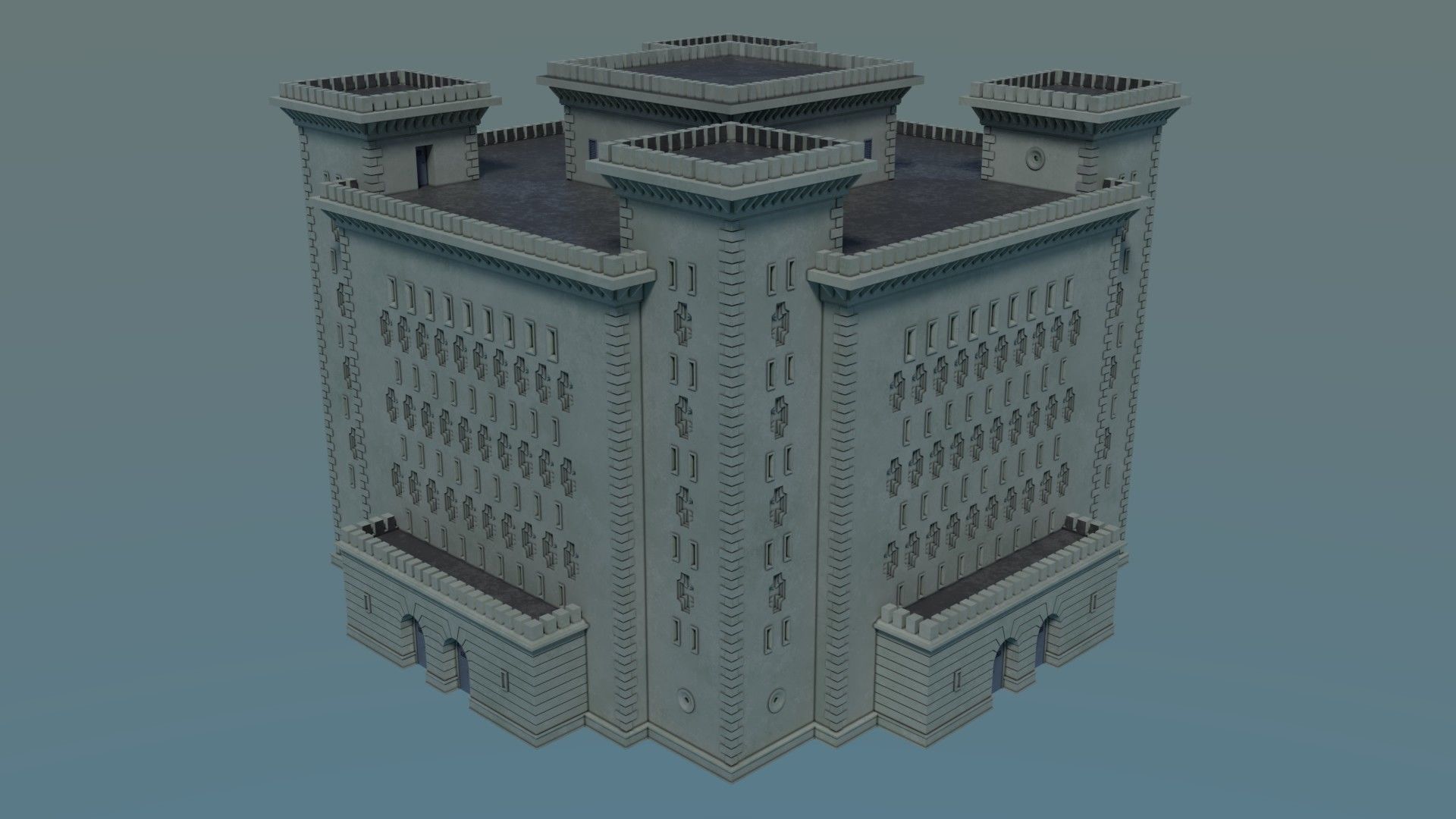 Reichsbahn Berlin Castle Concrete 1 Low-poly 3D model_2