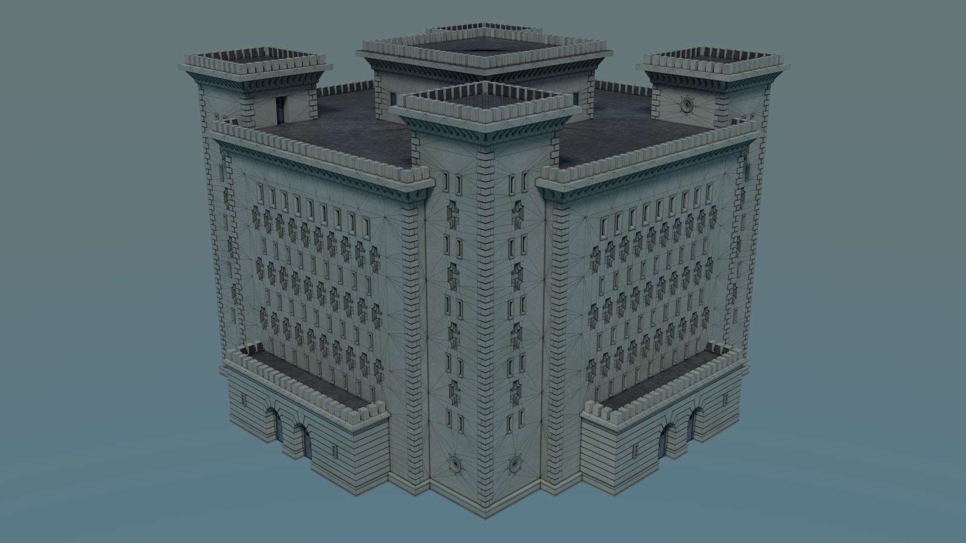 Reichsbahn Berlin Castle Concrete 1 Low-poly 3D model_17