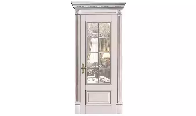 Classic interior white door with glass