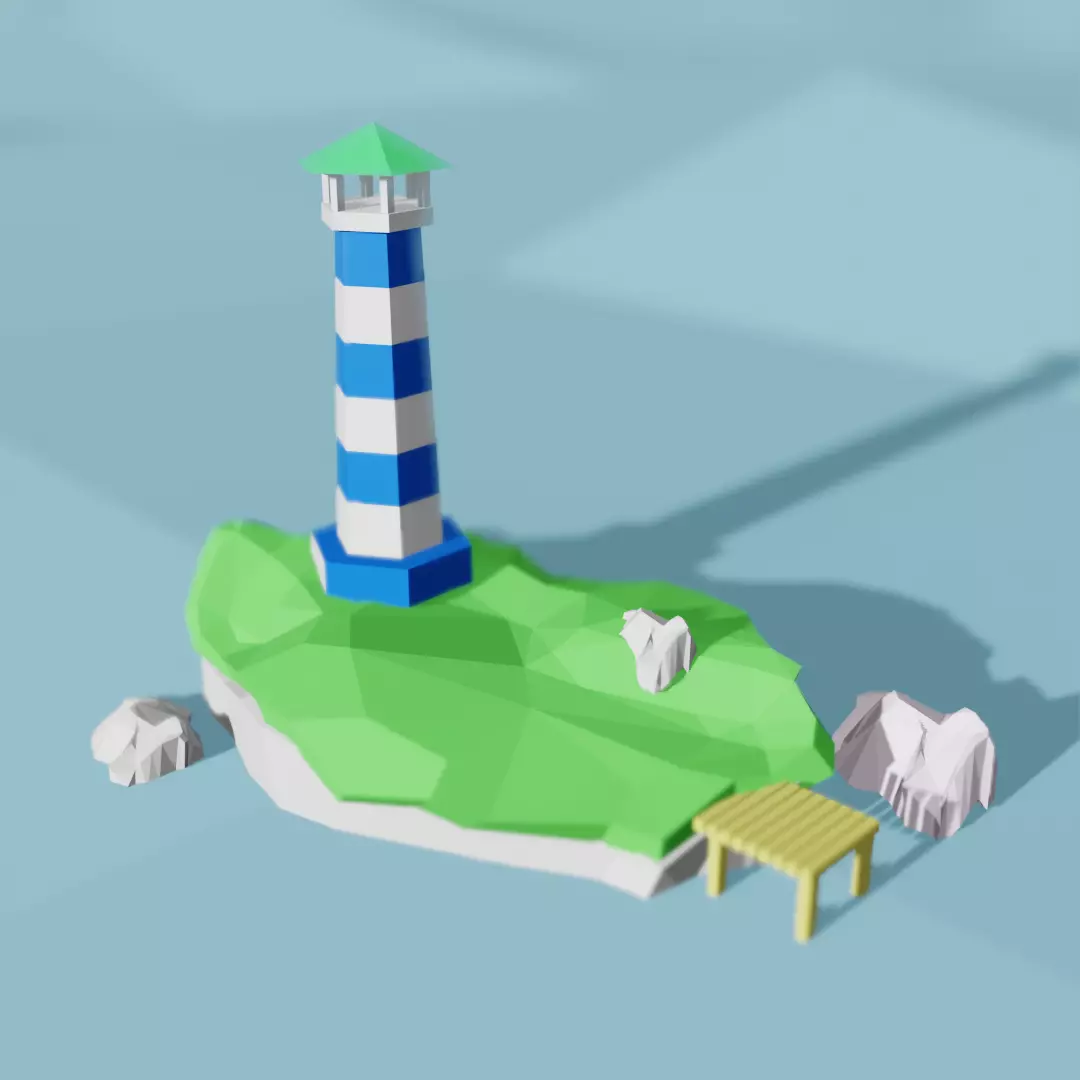 lighthouse island with 3D model_0