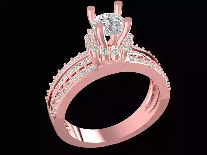 Elegant Triple Row Halo Engagement Ring for Women 2704