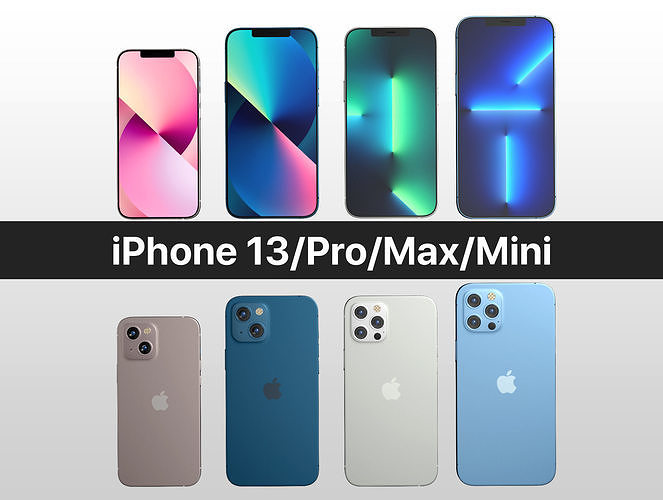 Apple iPhone 13 - 13 Mini - 13 Pro - 13 Pro Max  - 3D model 3D model