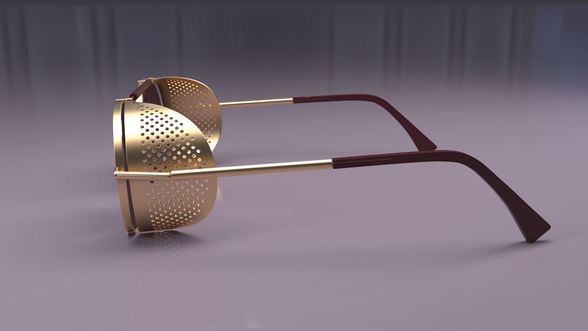 Steampunk vintage round sunglasses Low-poly 3D model_2