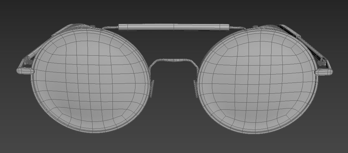 Steampunk vintage round sunglasses Low-poly 3D model_5