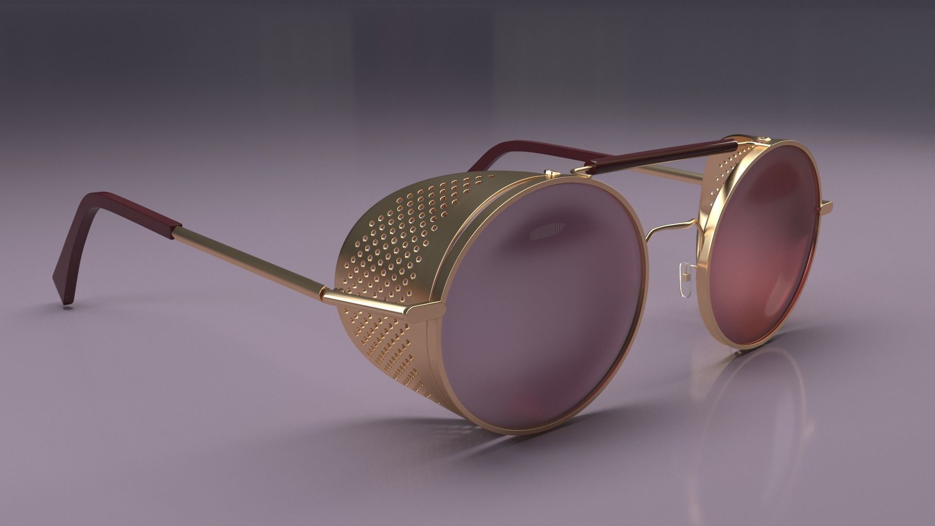 Steampunk vintage round sunglasses Low-poly 3D model_6