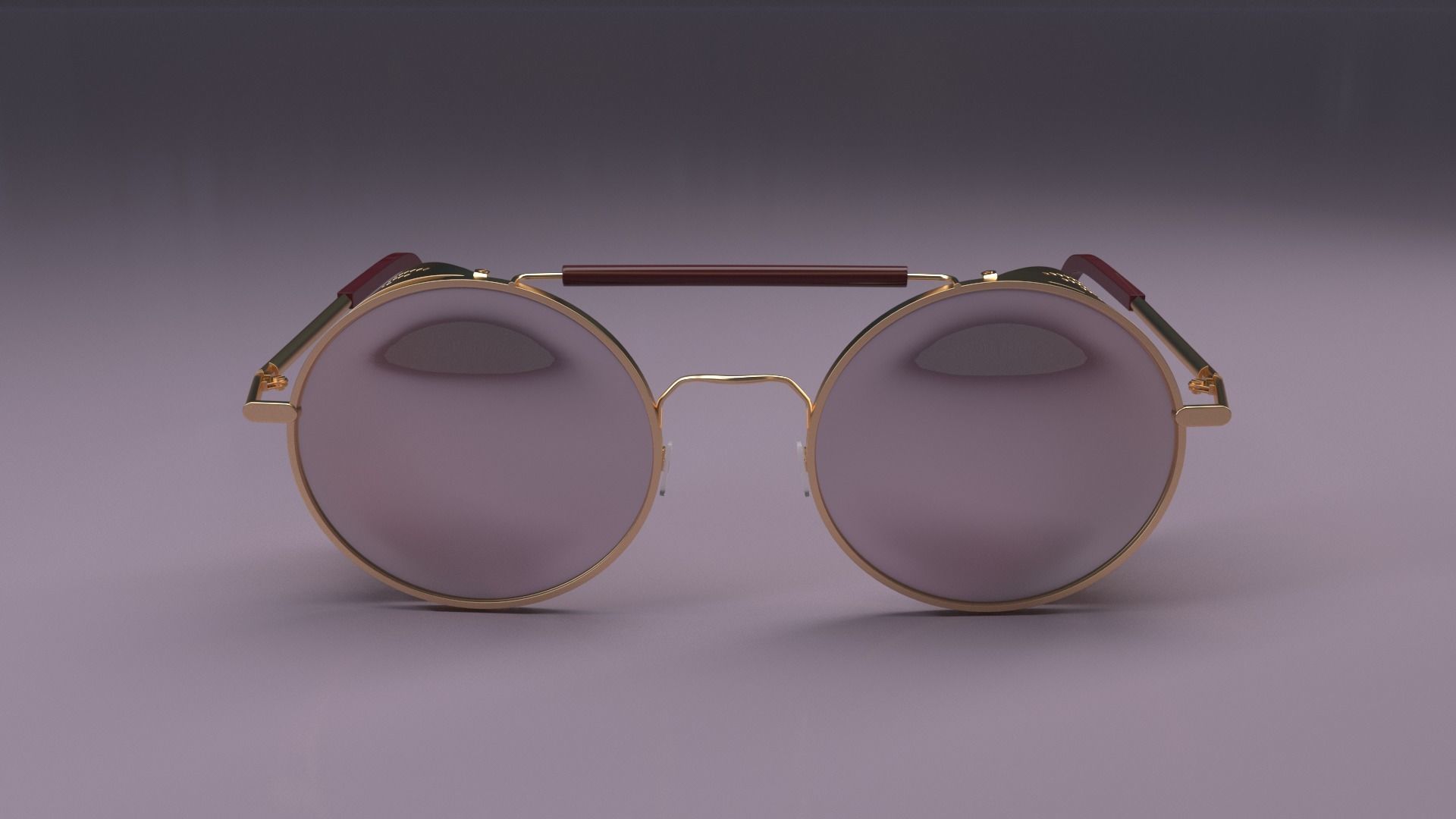 Steampunk vintage round sunglasses Low-poly 3D model_14