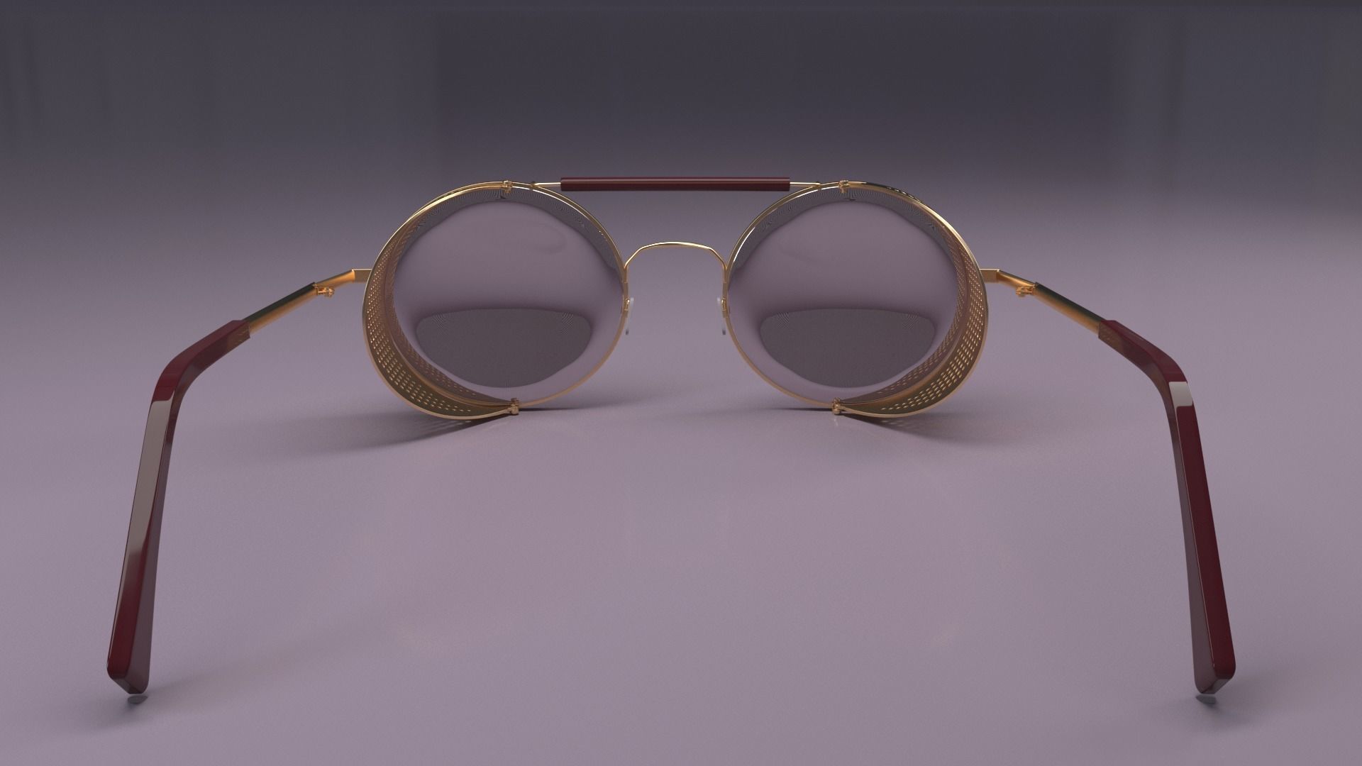 Steampunk vintage round sunglasses Low-poly 3D model_8