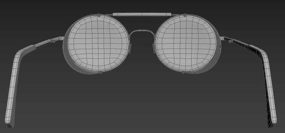 Steampunk vintage round sunglasses Low-poly 3D model_9
