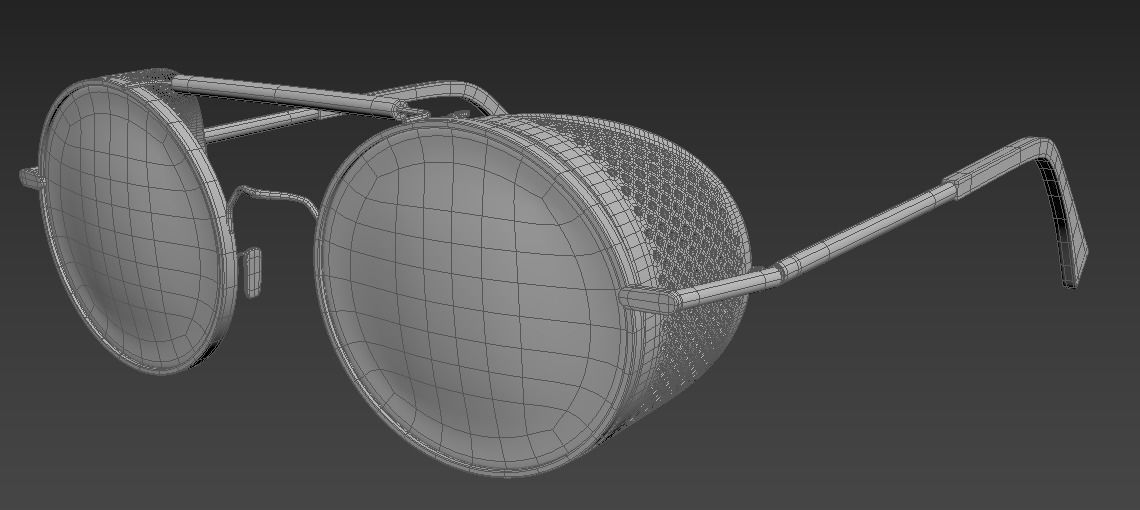 Steampunk vintage round sunglasses Low-poly 3D model_1