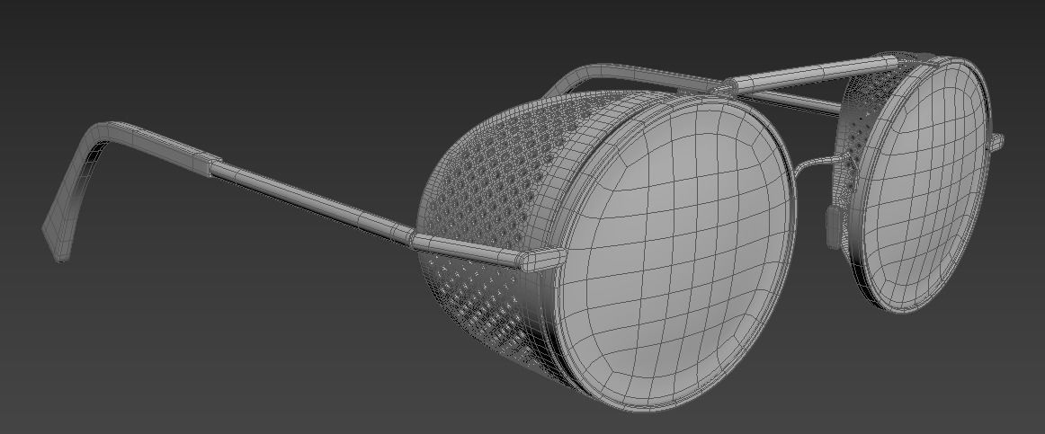 Steampunk vintage round sunglasses Low-poly 3D model_7