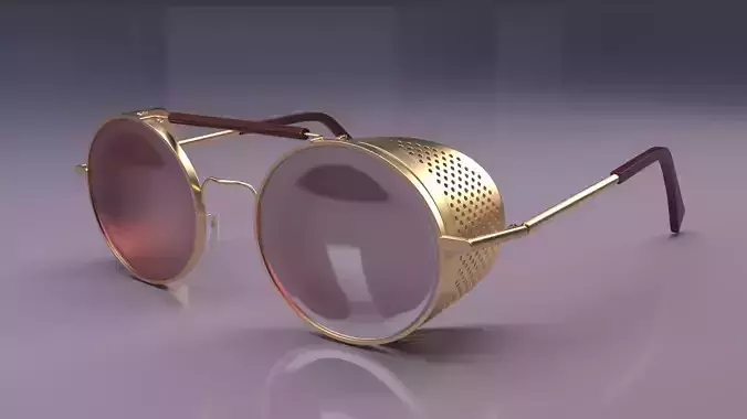 Steampunk vintage round sunglasses Low-poly 3D model