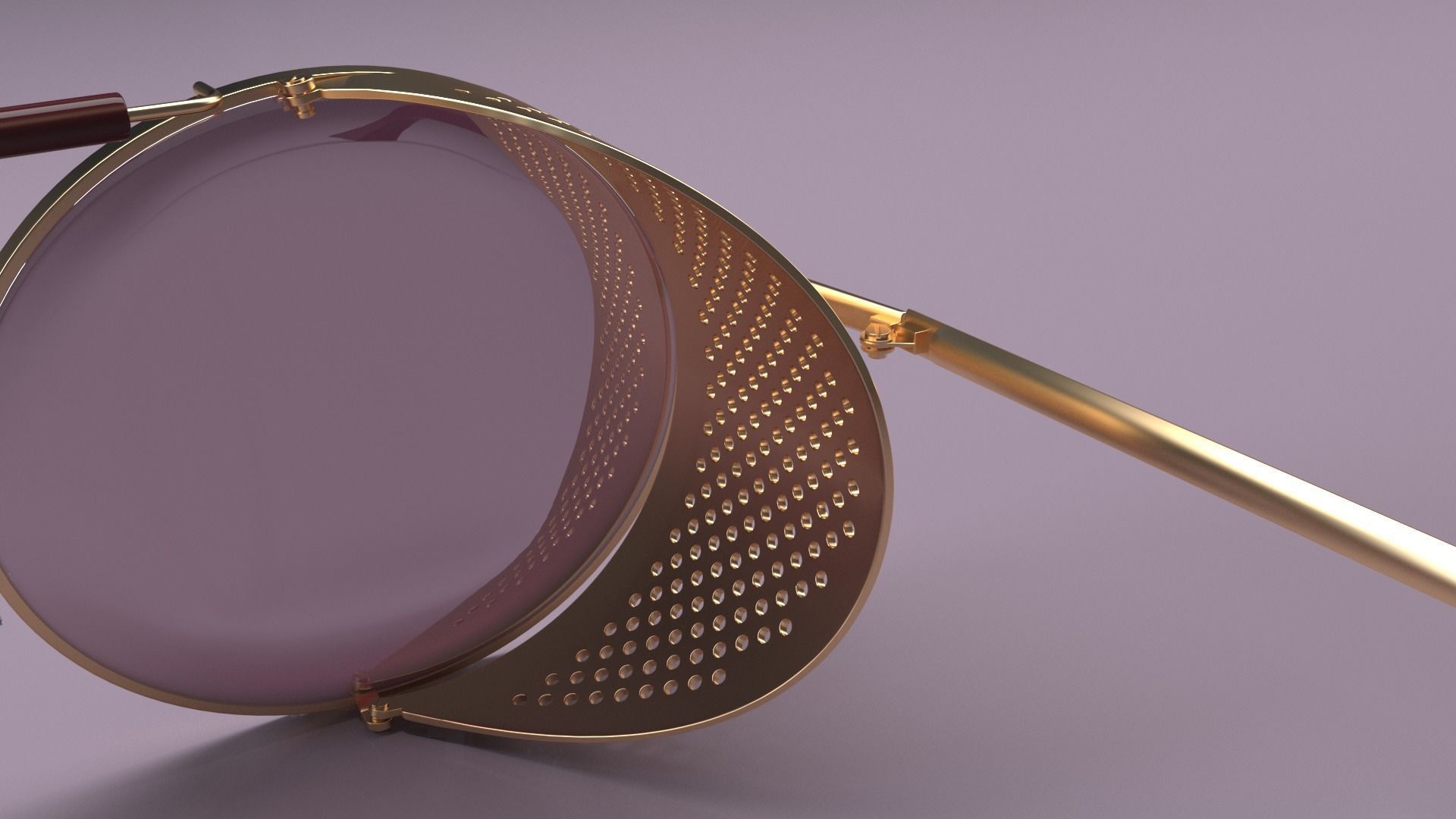 Steampunk vintage round sunglasses Low-poly 3D model_12