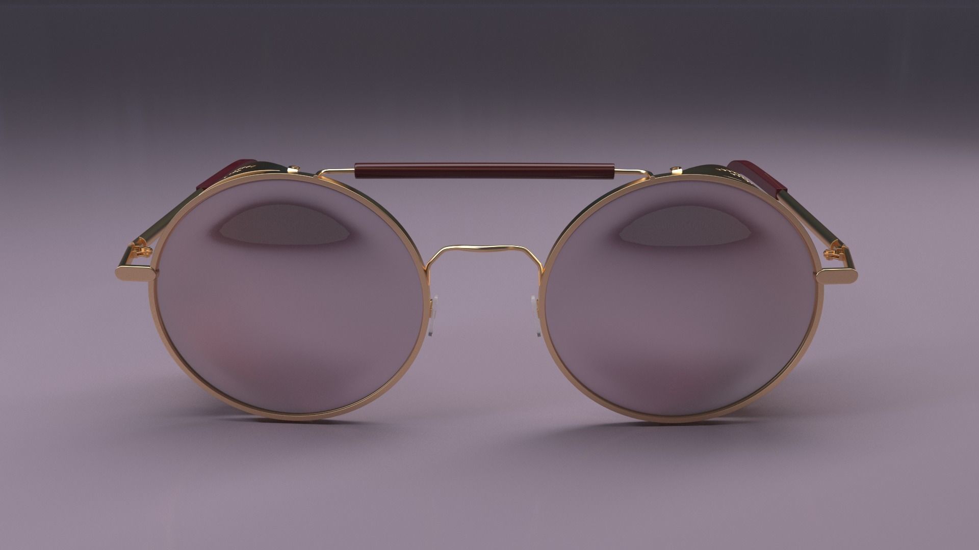 Steampunk vintage round sunglasses Low-poly 3D model_4