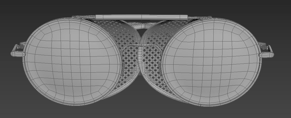 Steampunk vintage round sunglasses Low-poly 3D model_11