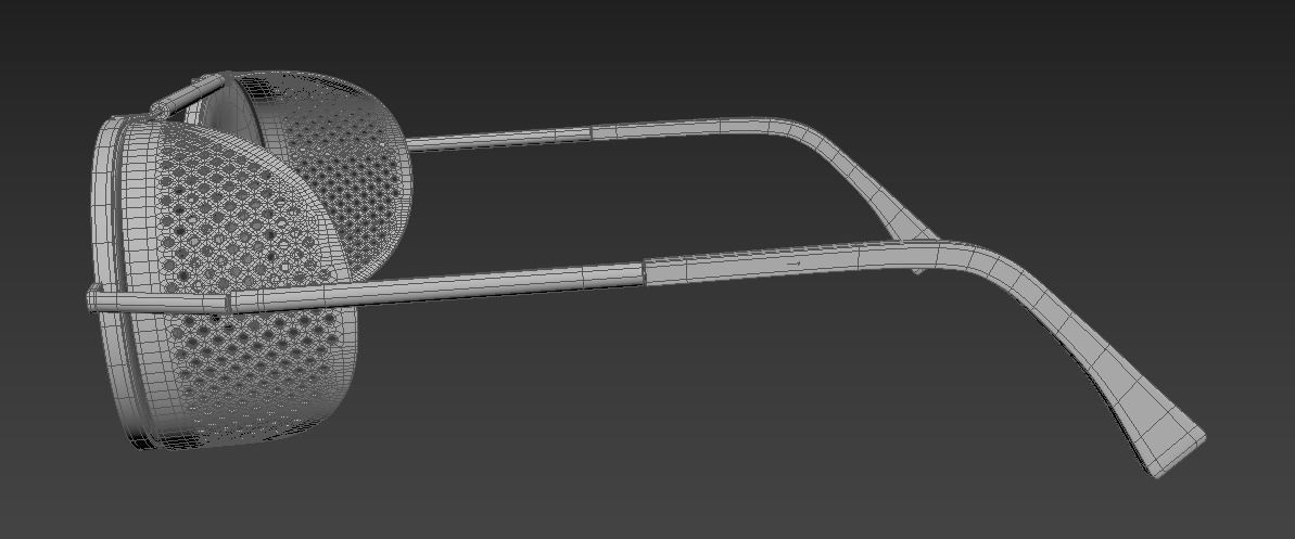 Steampunk vintage round sunglasses Low-poly 3D model_3